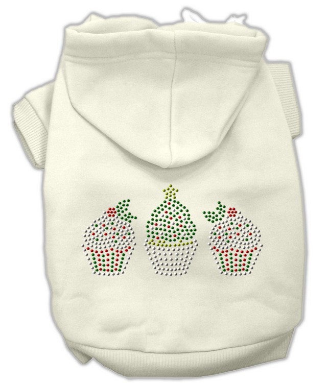 Christmas Cupcakes Rhinestone Hoodie Cream S